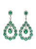 A Pair of 18 Karat White Gold, Emerald and Diamond Earclips,