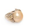An 18 Karat Yellow Gold, Cultured Golden South Sea Pearl, Diamond and Colored Diamond Ring,