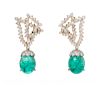 A Pair of 14 Karat Bicolor Gold, Emerald and Diamond Convertible Earclips, Jose Hess,