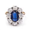 A Yellow Gold, Kashmir Sapphire and Diamond Ring,