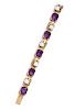 An Arts and Craft Yellow Gold, Amethyst and Pearl Bracelet, Edward Oakes,