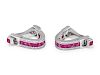 A Pair of White Gold, Ruby and Diamond Stirrup Cufflinks,