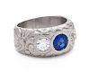 An Antique Platinum, Sapphire, and Diamond Ring, Bailey Banks & Biddle,
