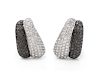 A Pair of 18 Karat White Gold, Diamond and Black Diamond Earrings,