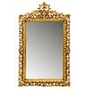 MIRROR. BEGINNING OF THE 19TH CENTURY. Carved, coated and gilt wood. Decorated with vegetal details. Bevelled edges.