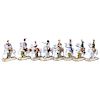 NAPOLEON AND HIS ARMY. GERMANY, BEGINNING OF 20TH CENTURY. Polychromed porcelain with gold. Brand: SCHEIBE-ALSBACH. Pieces: 13
