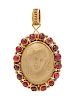 A Yellow Gold, Gemstone and Lava Cameo Pendant,