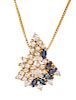 A Yellow Gold, Sapphire and Diamond Pendant/Necklace,