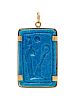 A Possibly Ancient Yellow Gold and Faience Pendant,