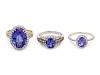 A Collection of White Gold, Tanzanite and Diamond Rings,