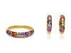A Collection of Yellow Gold and Multicolored Sapphire 'Splash' Jewelry, EFFY,