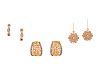 A Collection of 14 Karat Rose Gold, Diamond and Colored Diamond Earrings,