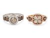 A Collection of 14 Karat Gold, Colored Diamond and Diamond Rings, Le Vian,