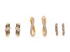 A Collection of Gold and Diamond Earrings,