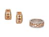 A Collection of 14 Karat Rose Gold, Sterling Silver, Colored Diamond and Diamond Jewelry,