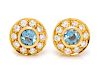 A Pair of 18 Karat Yellow Gold, Blue Topaz and Diamond Earrings, Tiffany & Co.,