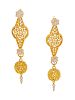 A Pair of 18 Karat Yellow Gold and Diamond Convertible Earrings, Cynthia Bach,