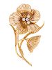 An 18 Karat Yellow Gold and Diamond Flower Brooch, Cartier,