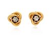 A Pair of Yellow Gold and Diamond Stud Earrings and Jackets,