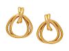 A Pair of 14 Karat Yellow Gold Earrings,