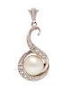 A White Gold, Cultured Pearl and Diamond Pendant,