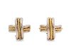 A Pair of Sterling Silver and 18 Karat Yellow Gold 'X' Earclips, Tiffany & Co., Circa 1990,