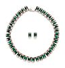 A Sterling Silver and Malachite Necklace and Earring Set, J. Comes, Mexico,