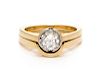 A Yellow Gold, Platinum and Diamond Solitaire Ring,