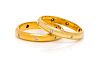 A Pair of Yellow Gold and Diamond Rings,
