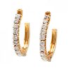 A Pair of Yellow Gold and Diamond Hoop Earrings,