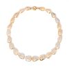 A 14 Karat Yellow Gold, Cultured Baroque Pearl and Diamond Necklace,