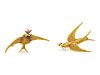 A Collection of Yellow Gold and Cultured Pearl Bird Brooches,