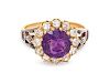 A Yellow Gold, Silver, Amethyst and Diamond Ring,