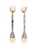 A Pair of White Gold and Cultured Pearl Earclips,