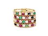 A Yellow Gold, Diamond Simulant, Emerald, Ruby and Sapphire Ring,
