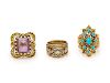 A Collection of Yellow Gold and Gemstone Rings,