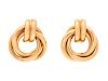 A Pair of 14 Karat Yellow Gold Doorknocker Earrings,