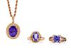 A Collection of Rose Gold, Tanzanite and Diamond Jewelry,