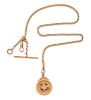 A 14 Karat Yellow Gold Fob Chain and Pendant,