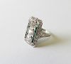 Art Deco Style Diamond & Emerald Cocktail Ring