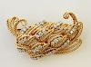 18K Yellow Gold & Diamond Twisted Wire Brooch