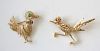 14K Yellow Gold - Roadrunner and Bird Brooches