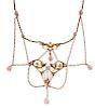 Pearl and Diamond Chandelier Necklace with Enameling 
