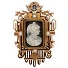 Mourning Locket Brooch in 10 Karat Gold with Cameo 