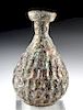 Byzantine Glass Bottle - Aubergine Hues & Dimple Motif