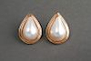 14K Gold Mabe Pearl Pear-Form Post Earrings, Pair