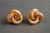 18K Yellow Gold Entwined Knot Earrings, Pair