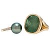 Emerald and Pearl Rings in Karat Gold 