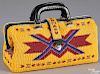 Native American beaded doctor's bag, early/mid 20th c., 6'' h., 12 1/2'' w.