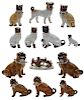 Collection Thirteen Porcelain Pug Dogs